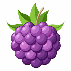 A Single Blackberry with Green Leaves