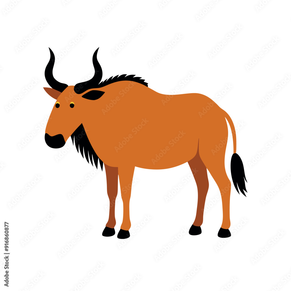 Sticker a Wildebeest vector art illustration