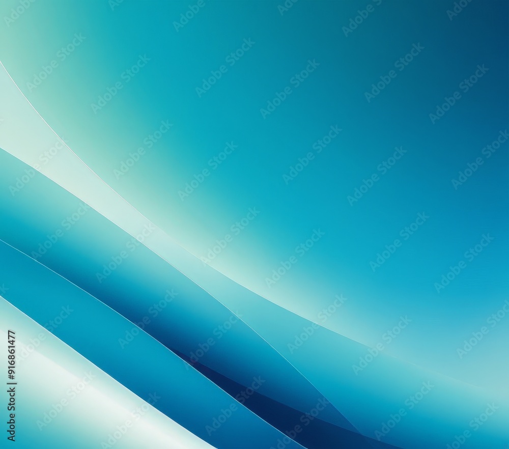 Poster gradient background with gradient blue and white, featuring curved lines and sense movement.