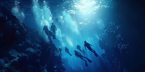 Obraz premium Scuba Diving Adventure in the Depths of the Ocean