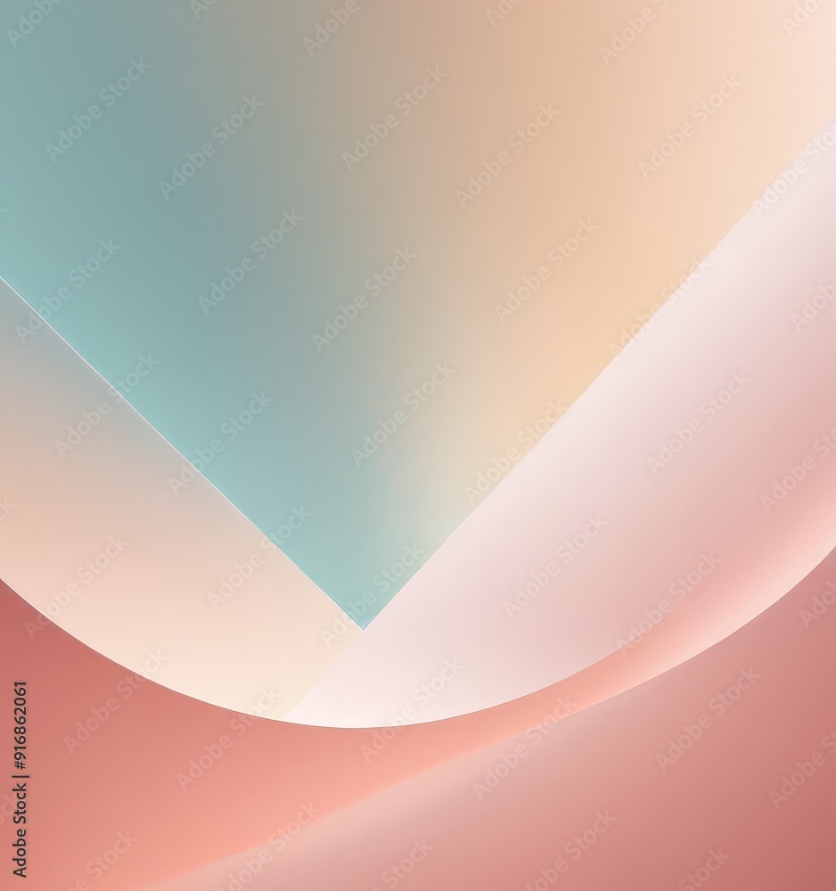 Poster gradient background transitions from blue to pink, featuring curved shape with triangular section in