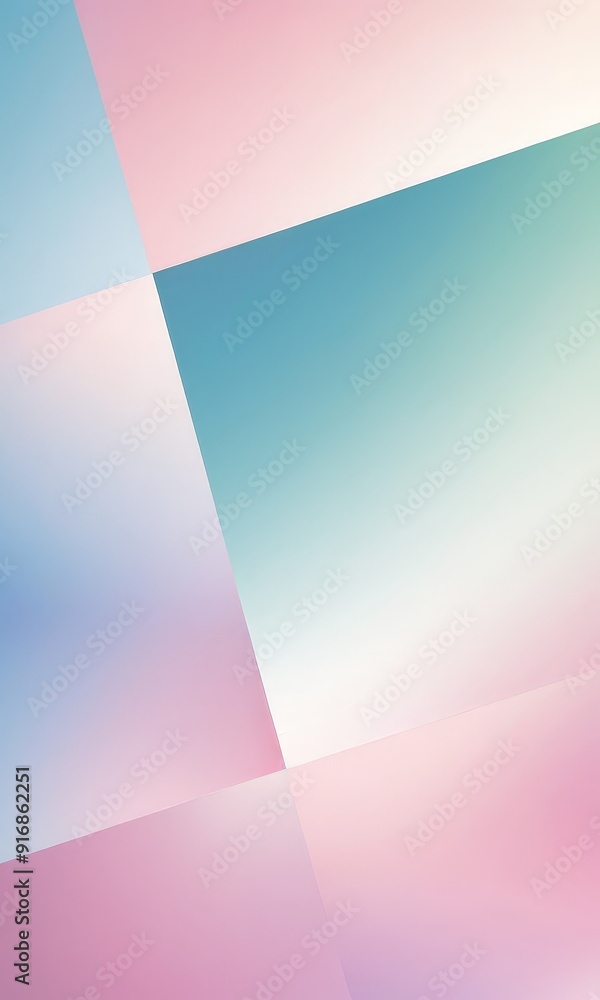 Poster vibrant abstract composition features overlapping pink, blue, and green shapes, creating dynamic and