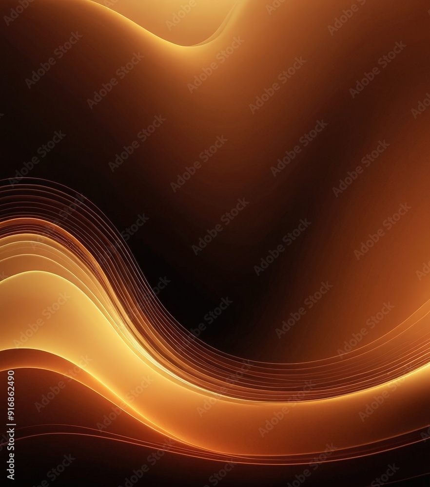 Poster gradient background with warm hues orange and brown, featuring wavy lines and subtle gradient effect