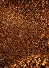 Fototapeta premium close-up view textured surface with warm, golden hue, featuring pattern small, irregularly shaped squares and