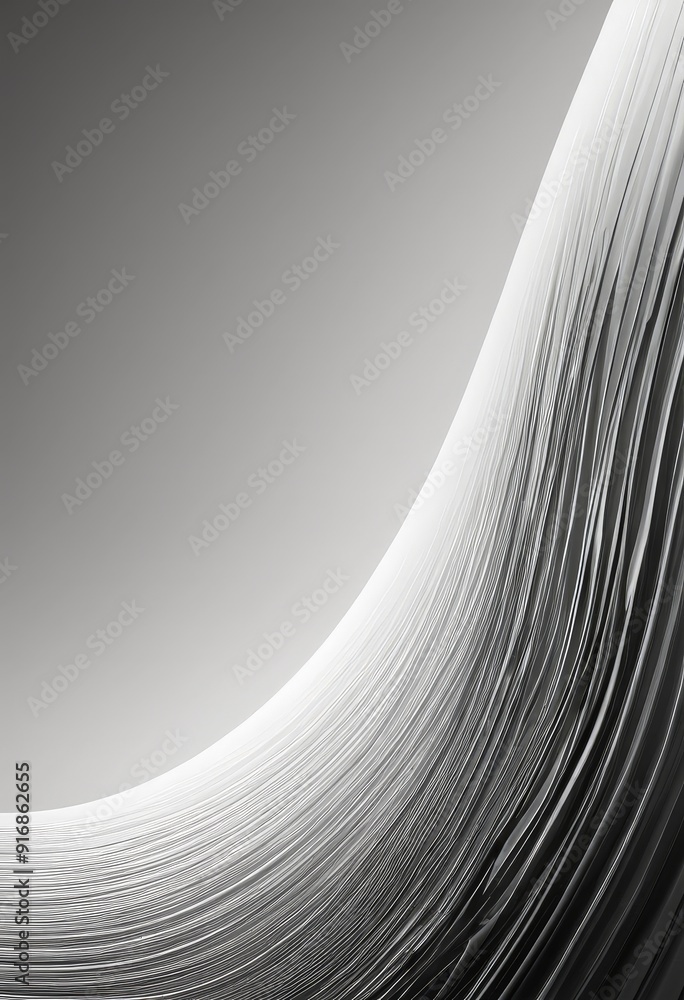 Poster black and white curved, wavy line with gradient background transitioning from light to dark.