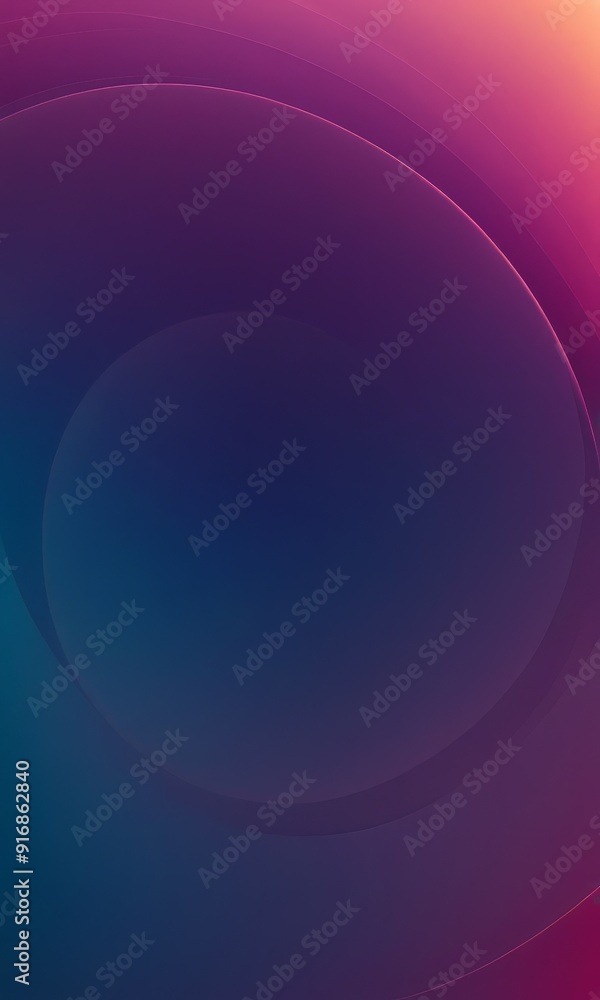 Poster gradient background transitions from deep blue to vibrant pink, with central circular shape and subt