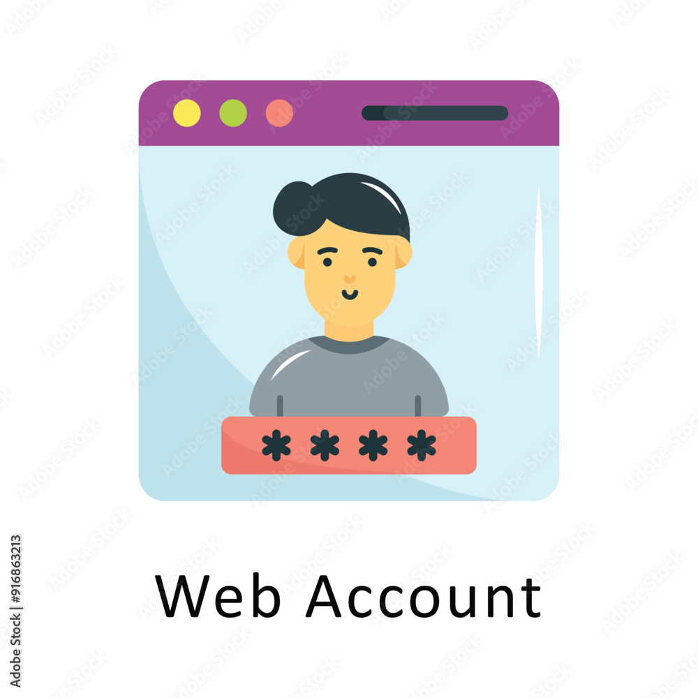 Poster web account vector flat icon design illustration symbol on white background eps 10 file