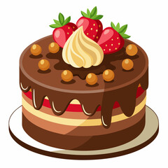 Chocolate Cake with Strawberry and Whipped Cream Topping