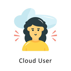 Cloud User Vector Flat Icon Design illustration Symbol on White background EPS 10 File 