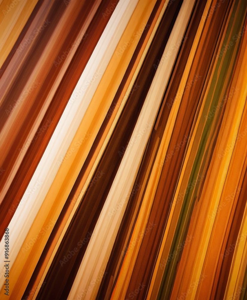 Poster close-up view vibrant abstract pattern composed diagonal stripes in various shades orange, brown, an