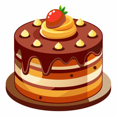 Chocolate Cake with Strawberry and Cream Topping