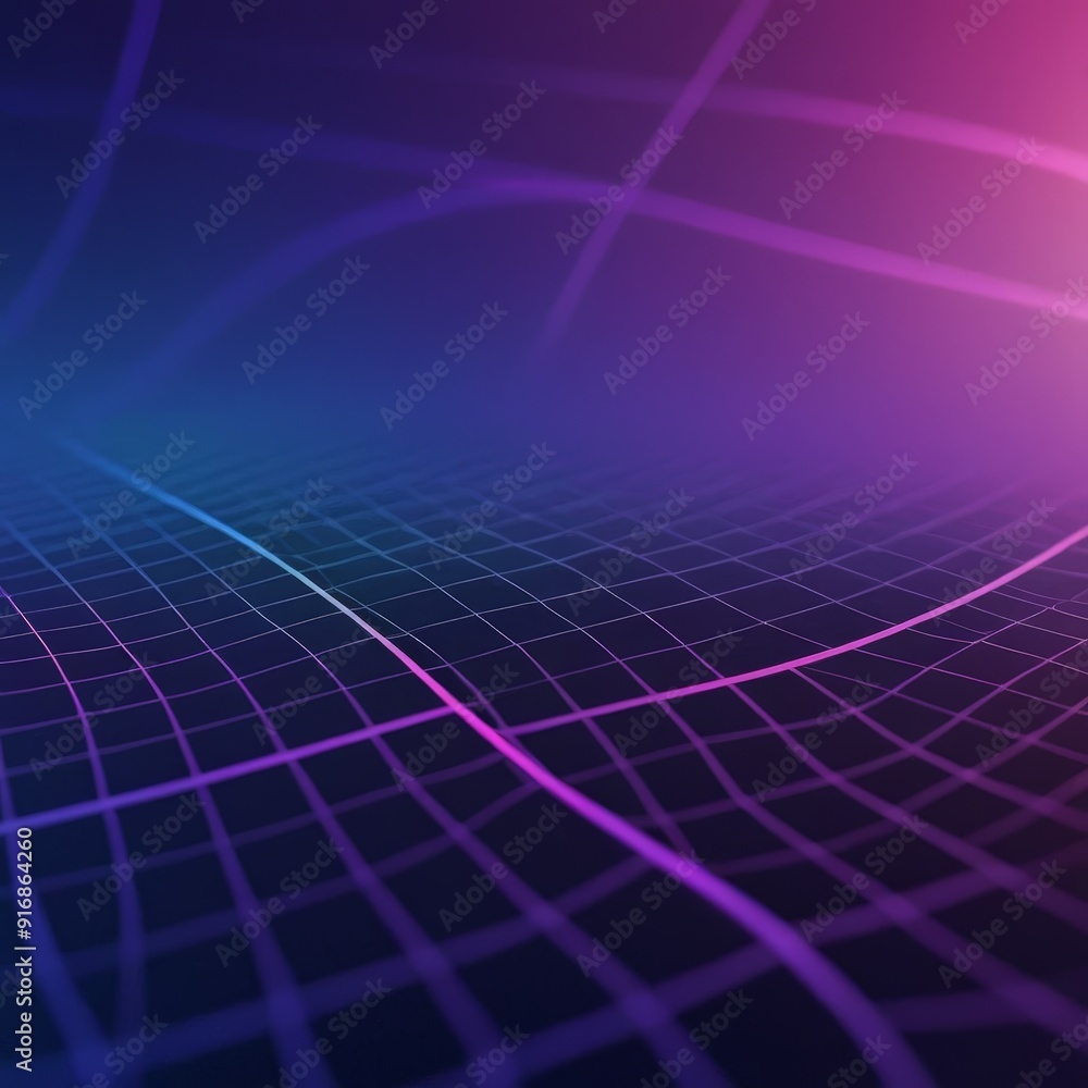 Poster digital grid-like pattern in shades purple and blue, with gradient effect transitioning from purple 