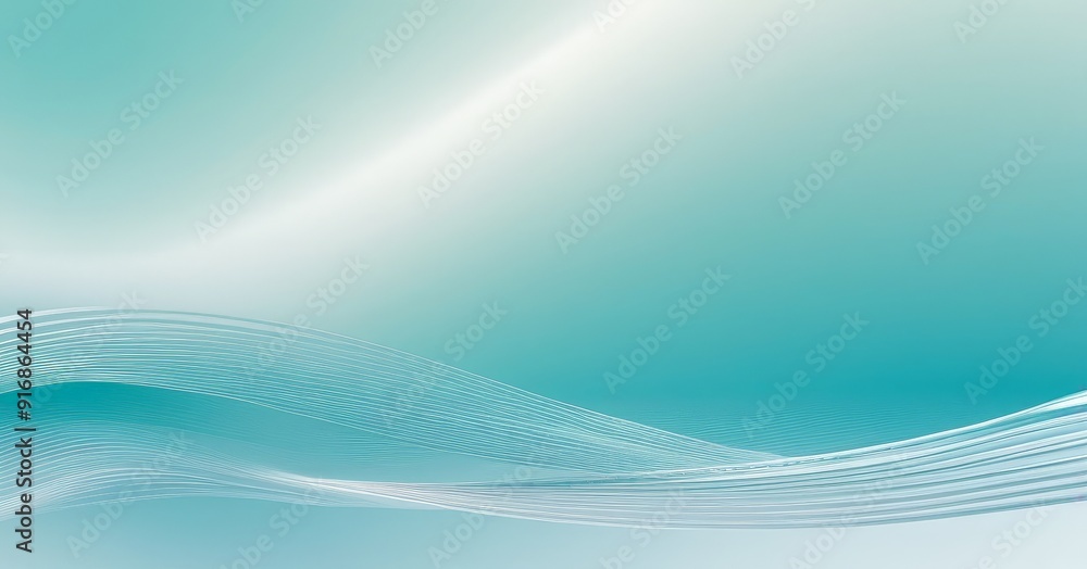 Poster gradient background transitions from light blue to white, with wavy lines and subtle gradient effect