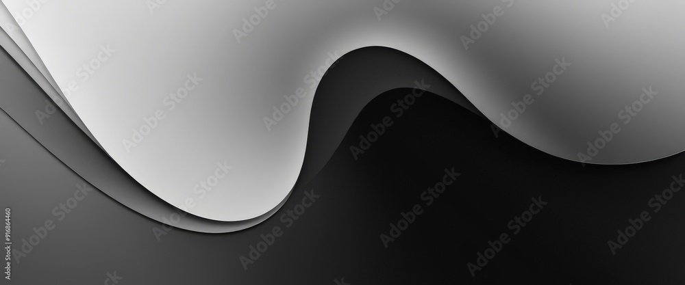 Aufkleber monochromatic abstract composition features wave-like pattern black and white lines, creating sense 