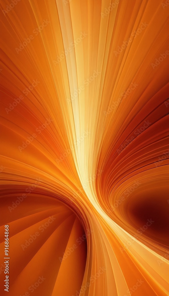 Poster abstract featuring swirling pattern orange and yellow lines, creating sense movement and energy.