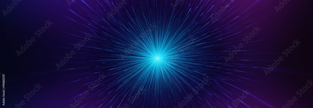 Poster vibrant blue burst radiates from the center the image, creating dynamic and energetic visual effect.