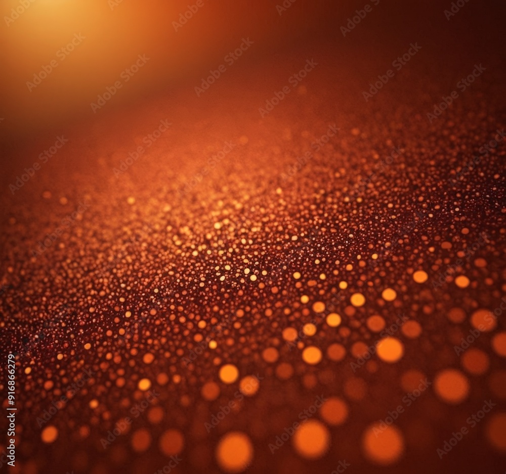 Poster close-up view textured surface with gradient orange and brown hues, featuring small circular dots an