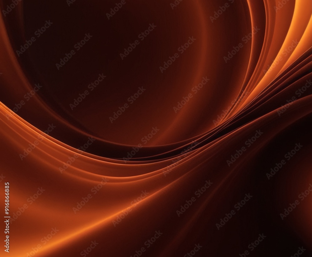 Poster abstract featuring gradient orange and brown hues, with curved lines and swirls creating sense movem