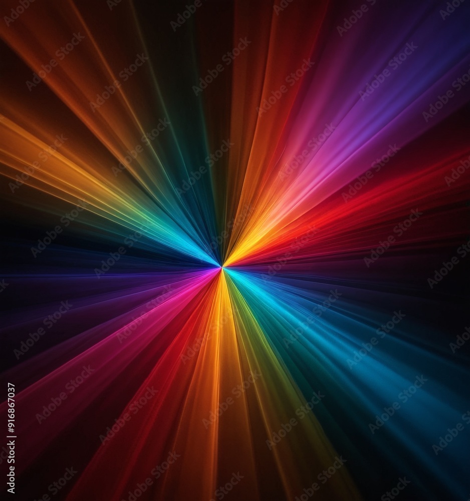 Poster vibrant, abstract featuring radiating pattern concentric circles in various colors, creating sense m