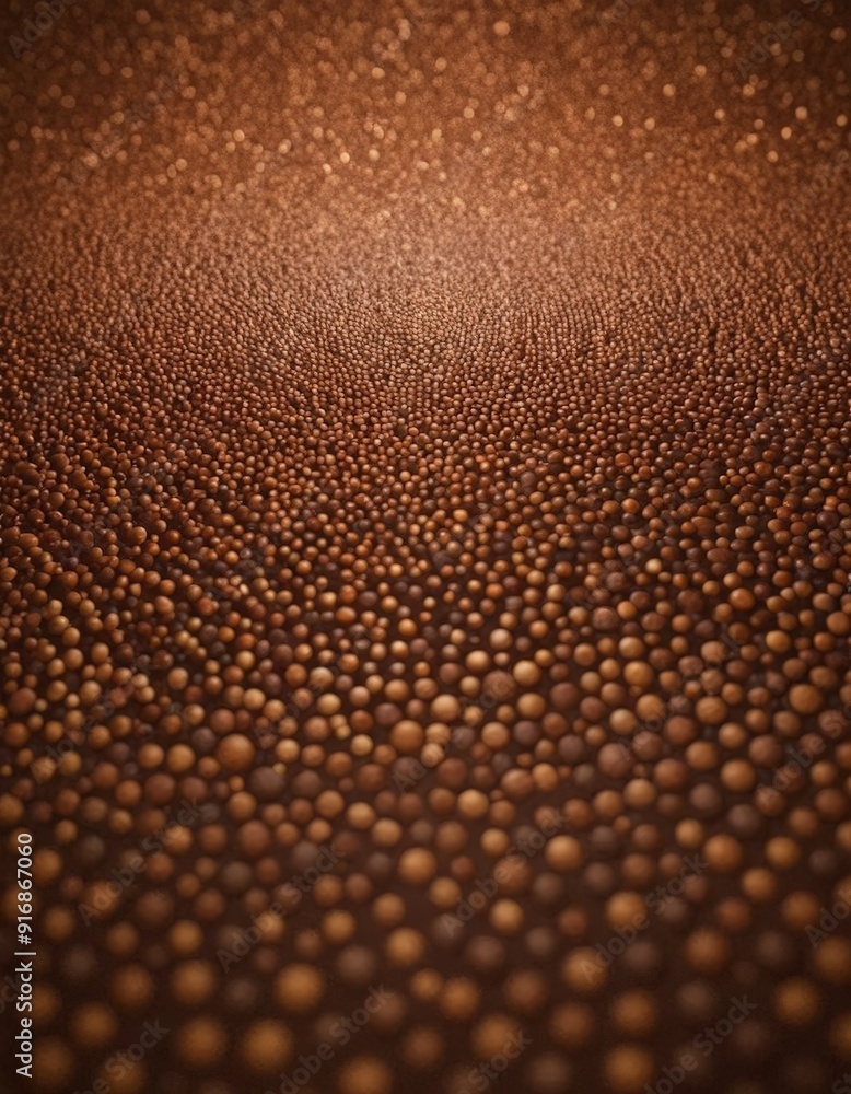 Poster close-up view textured surface with gradient brown and orange tones, featuring small circular dots o