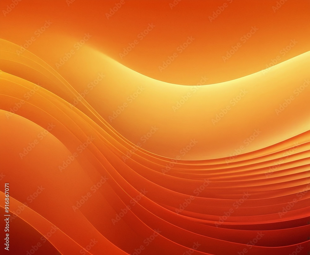 Poster vibrant abstract features gradient warm hues, with central wave-like shape and gradient background