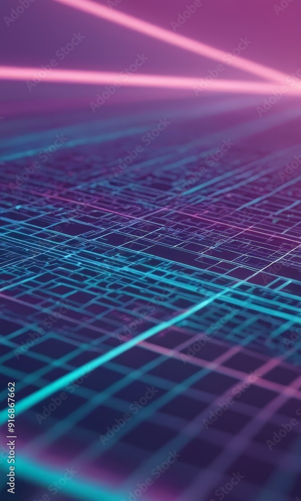 Aufkleber digital grid-like pattern with blue and purple lines, creating futuristic and abstract aesthetic.