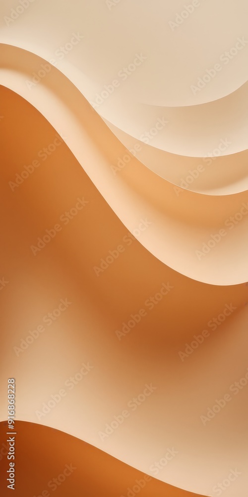Poster close-up view textured fabric with gradient light orange to beige, featuring wavy lines and folds.