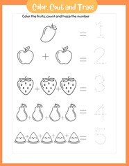 Color,count and trace worksheet