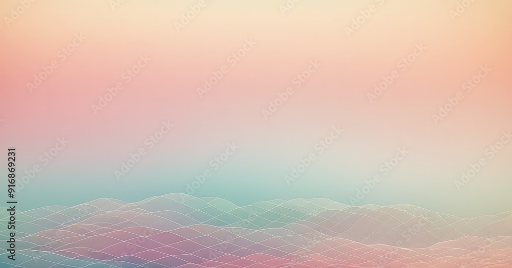 Poster gradient background with soft pink to orange hue, featuring pattern overlapping, wavy lines in shade