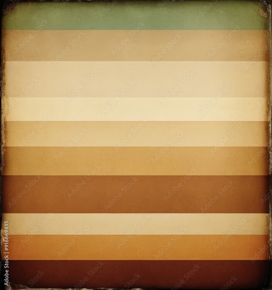 Poster square with gradient background warm brown to light tan, featuring horizontal stripes varying widths