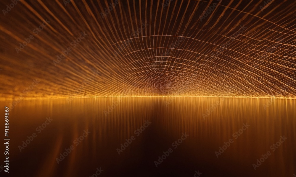 Poster blurred tunnel with golden glow, creating sense depth and movement.