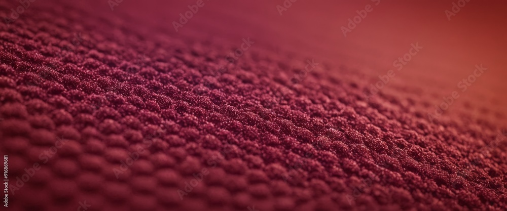 Poster close-up view textured fabric with red and orange gradient background, featuring pattern small circl