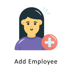 Add Employee Vector Flat Icon Design illustration Symbol on White background EPS 10 File 