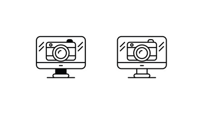 VR Camera icon design with white background stock illustration
