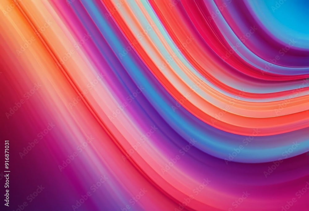 Poster vibrant abstract features diagonal pattern overlapping curved lines in various shades orange, pink, 