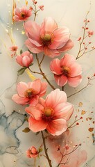 A beautiful template for wedding invitations with a floral border of watercolor flowers and leaves