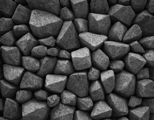 close-up view collection irregularly shaped rocks in various shades gray, arranged in seemingly random