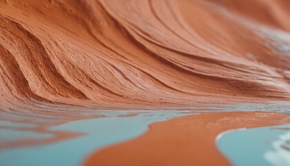 Obraz premium close-up view sandy surface with blue-green water stream, creating dynamic and textured visual effect.