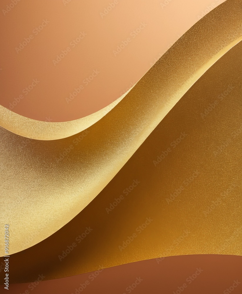 Poster close-up view textured surface with gradient warm colors, featuring wavy pattern gold and brown.
