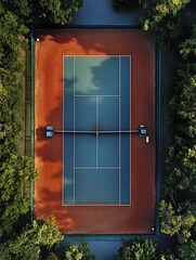 view of tennis court from above