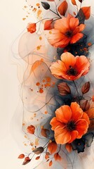 A beautiful template for wedding invitations with a floral border of watercolor flowers and leaves