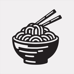 Noodles bowl line art vector silhouette on a white background