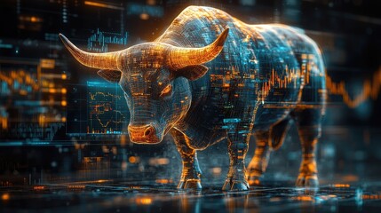 Dynamic bull concept representing a bullish trend in the stock market