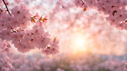 Crop sakura flower against on sunrise background 