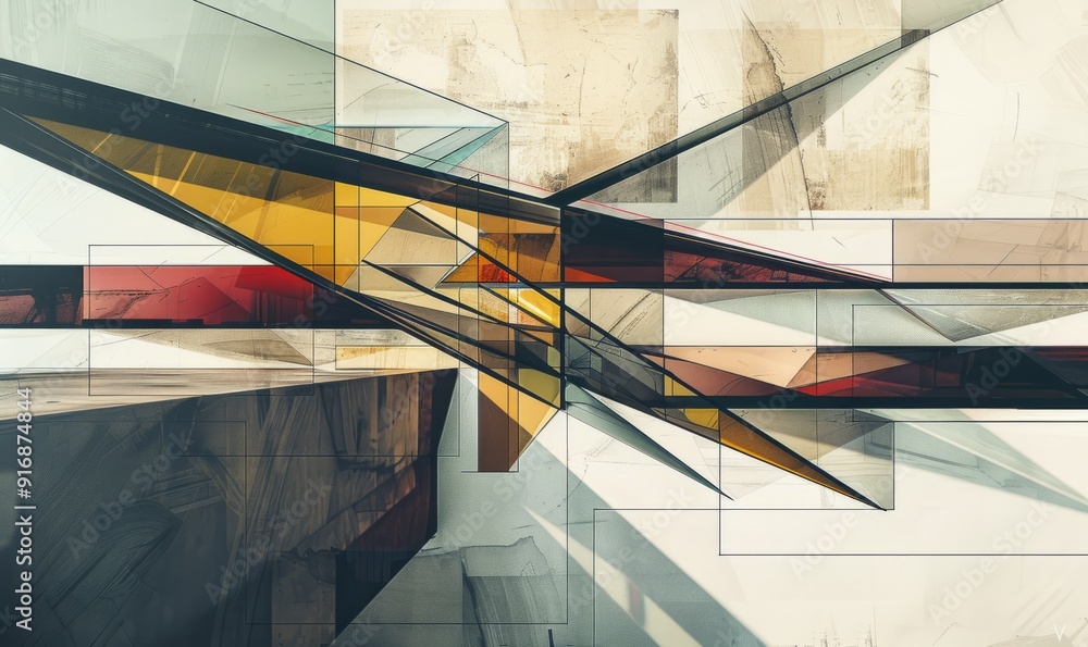 Aufkleber geometric abstract drawing with sharp lines and angles, modern design