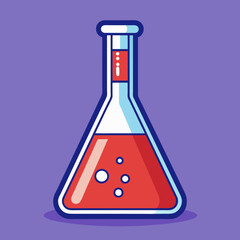 Erlenmeyer flask-lab instrument line art vector illustration 