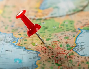 Marker pointing to a specific location on a map, representing geographic positioning and site identification.