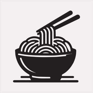 recommend clip art: Noodles bowl line art vector silhouette on a white background