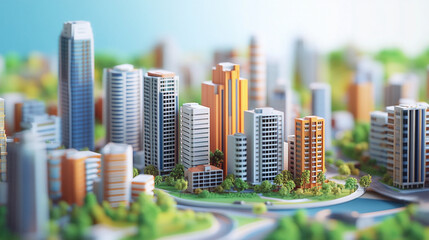 plastic model of city , skyscraper, micro city, toy