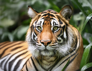 Obraz premium Majestic Tiger in Its Natural Jungle Habitat